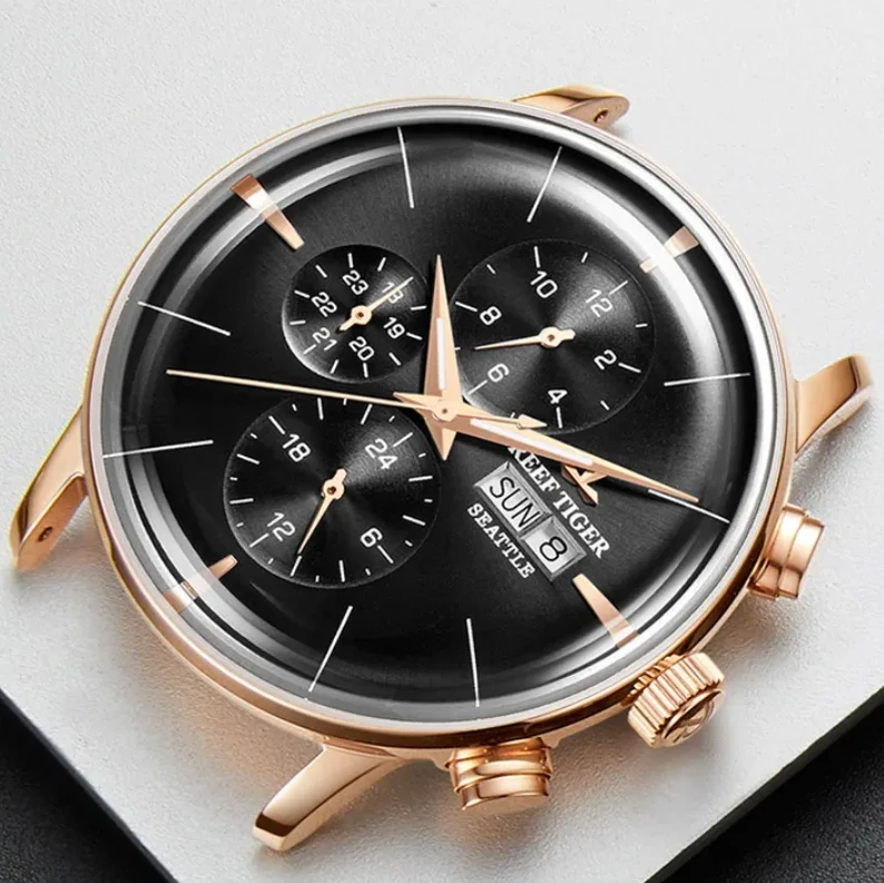 Reef Tiger Men Automatic Watch 42mm Mechanical Wristwatch Luminous Sapphire Mirror Multi-Dial Month Week Date Miyota 9015
Reef Tiger Men Automatic Watch 42mm Mechanical Wristwatch Luminous Sapphire Mirror Multi-Dial Month Week Date Miyota 9015