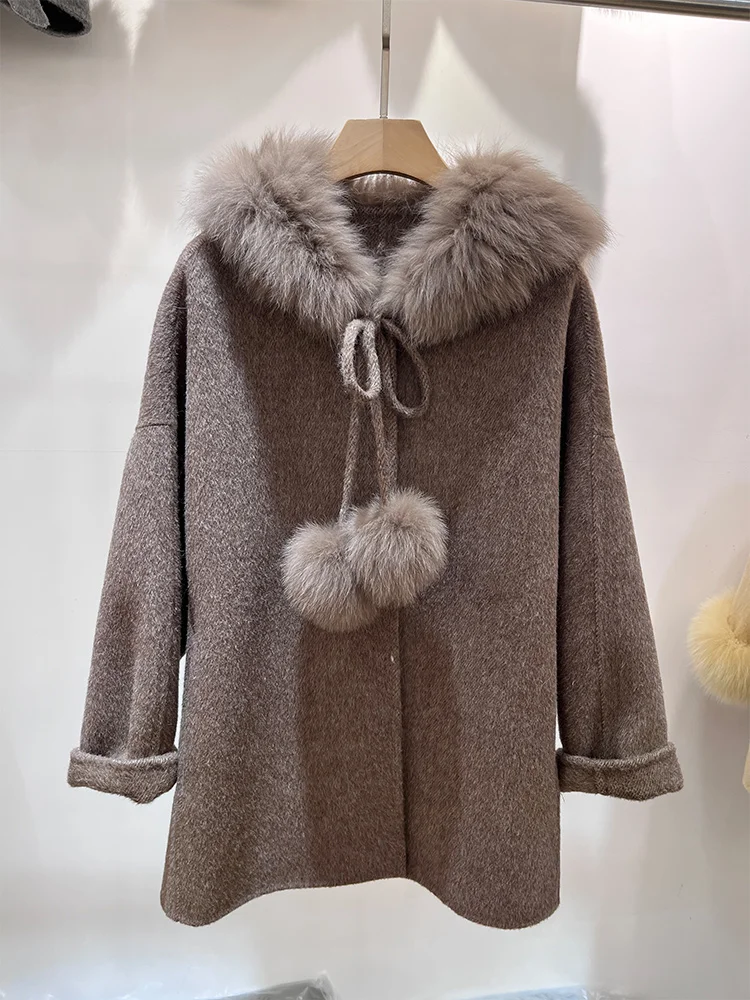 2025 New Winter Wool Woolen Coat Women Real Natural Fox Fur Hooded Coat Ladies Cusual Outwear Female Luxury Jacket
2025 New Winter Wool Woolen Coat Women Real Natural Fox Fur Hooded Coat Ladies Cusual Outwear Female Luxury Jacket