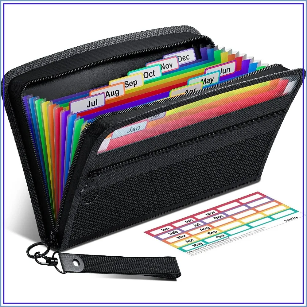 12 Pocket Accordion File Organizer, Junior Size 11x6.6 Inches, Zipper Closure, Multi-Color Tabs
12 Pocket Accordion File Organizer, Junior Size 11x6.6 Inches, Zipper Closure, Multi-Color Tabs