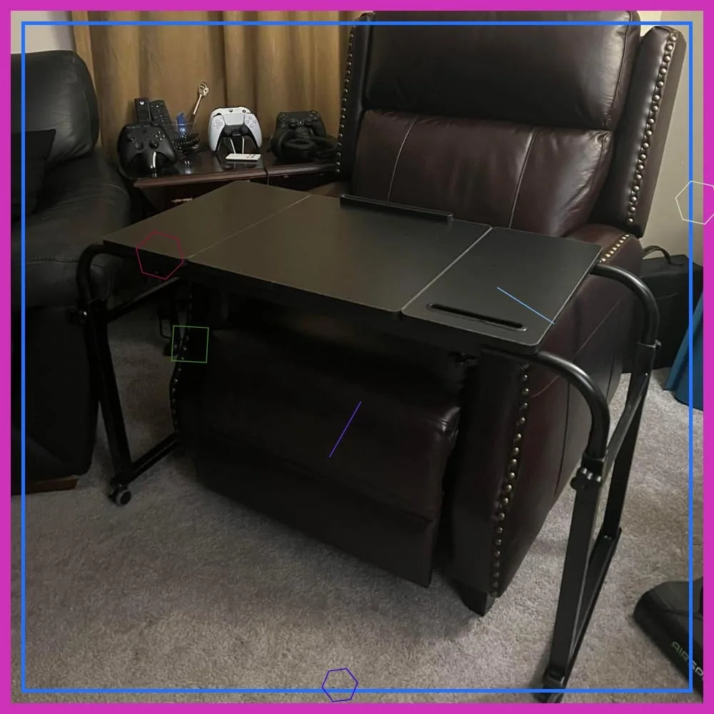 Adjustable Overbed Table with Wheels - Height & Length Customizable for Hospital and Home Use