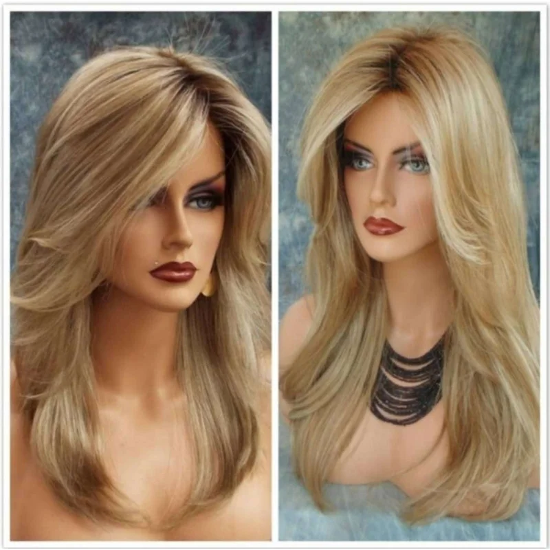 New European American style fashionable women's synthetic hair , brown and golden high-temperature fiber large wavy wig
New European American style fashionable women's synthetic hair , brown and golden high-temperature fiber large wavy wig