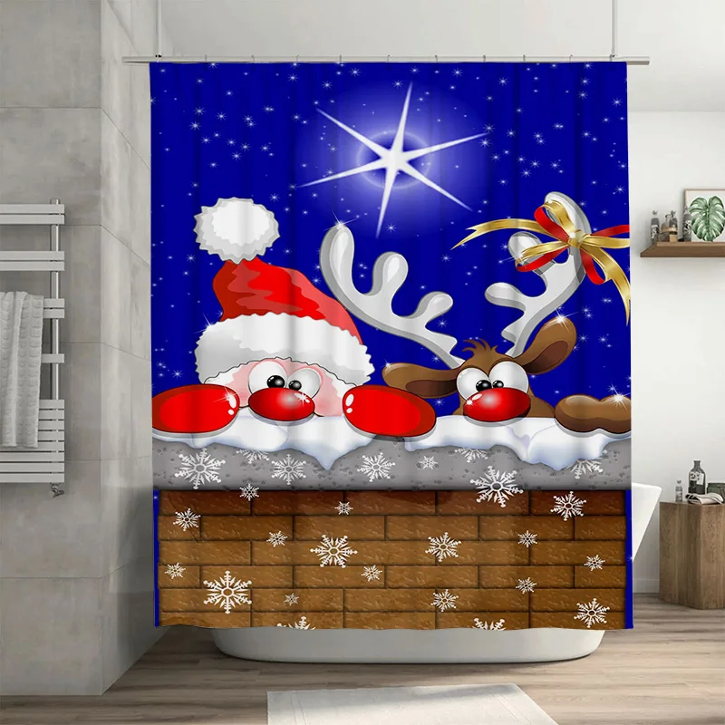 TuniuFestive Рождественский Санта-Клаус с оленями для ванной комнаты, набор занавесок для душа, праздничный декор, забавный милый водонепроницаемый тканевый фон
TuniuFestive Рождественский Санта-Клаус с оленями для ванной комнаты, набор занавесок для душа, праздничный декор, забавный милый водонепроницаемый тканевый фон