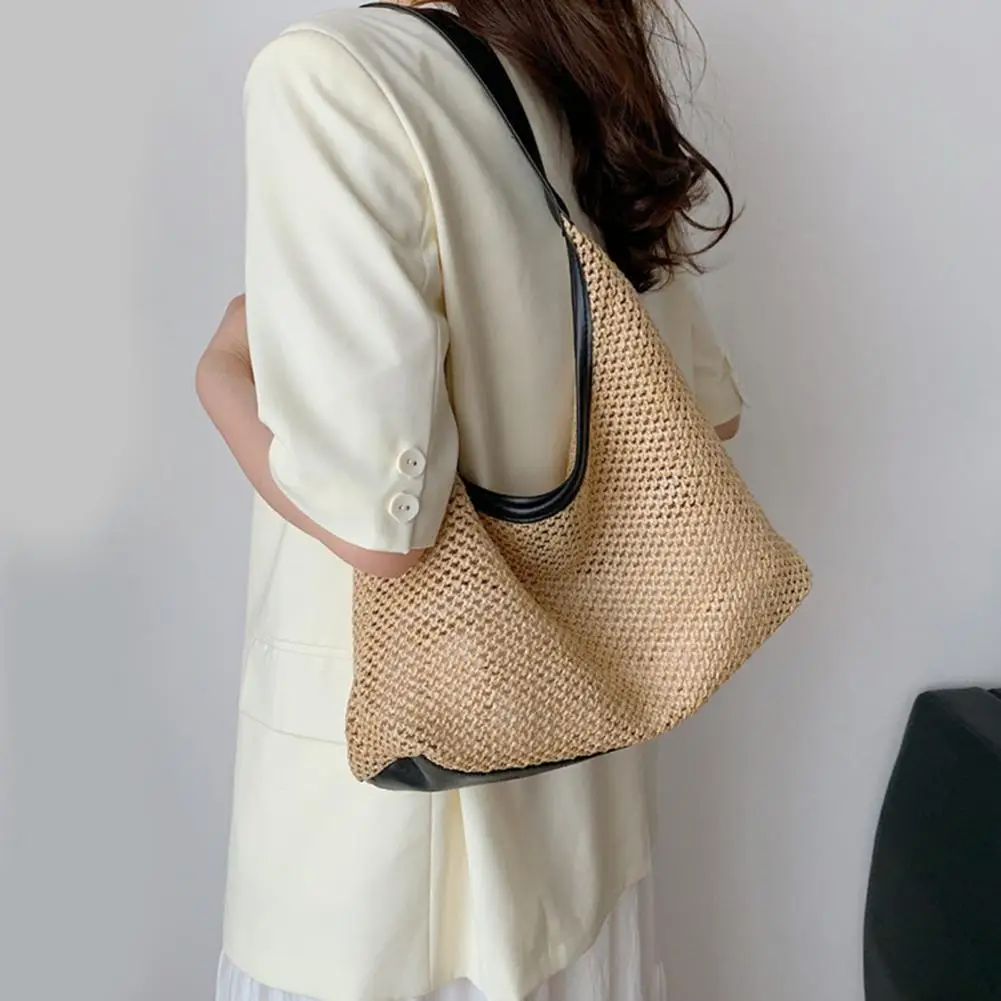 Casual Woven Tote Bag with Handle Retro Style Handbag Large Capacity Women Shoulder Bag Solid Color Beach Vacation Handbag
Casual Woven Tote Bag with Handle Retro Style Handbag Large Capacity Women Shoulder Bag Solid Color Beach Vacation Handbag