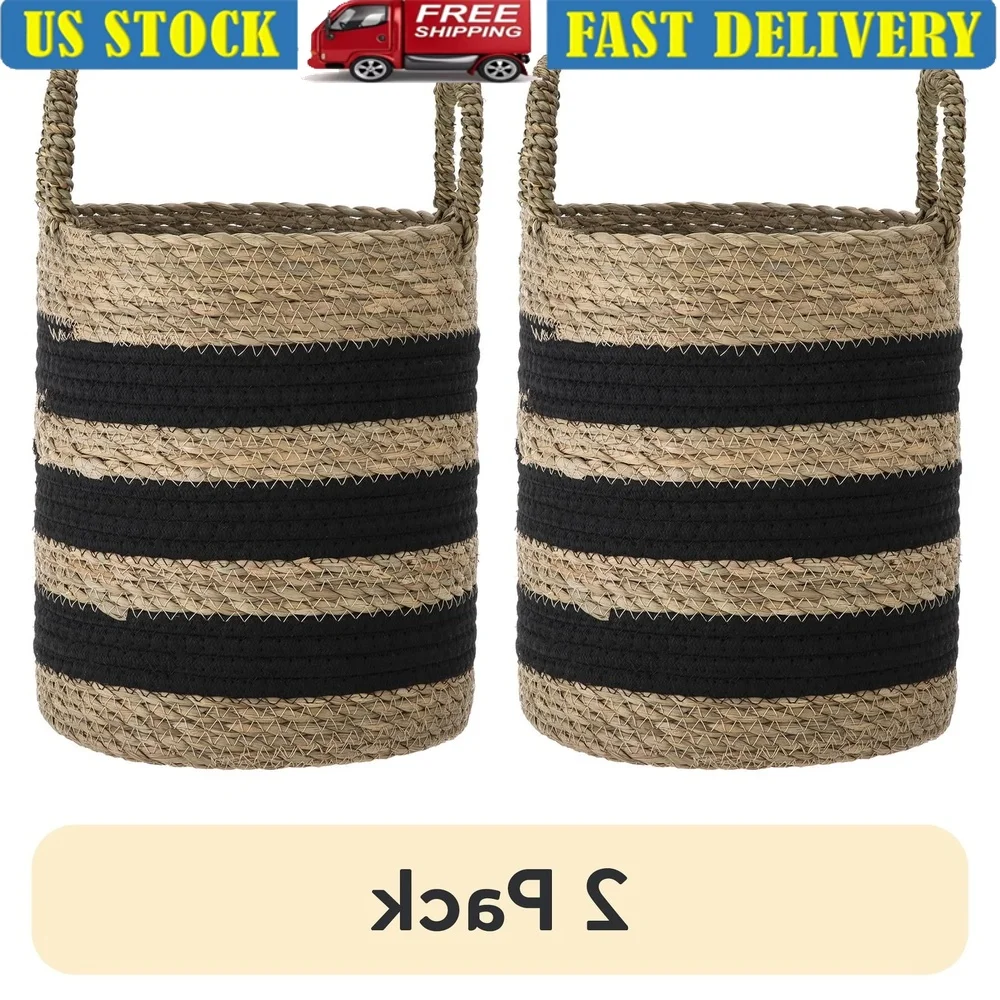 11 Inch Decorative Striped Rush Basket with Handles Home Organization Storage Lightweight Round Bohemian Style Ideal Living Room
11 Inch Decorative Striped Rush Basket with Handles Home Organization Storage Lightweight Round Bohemian Style Ideal Living Room
