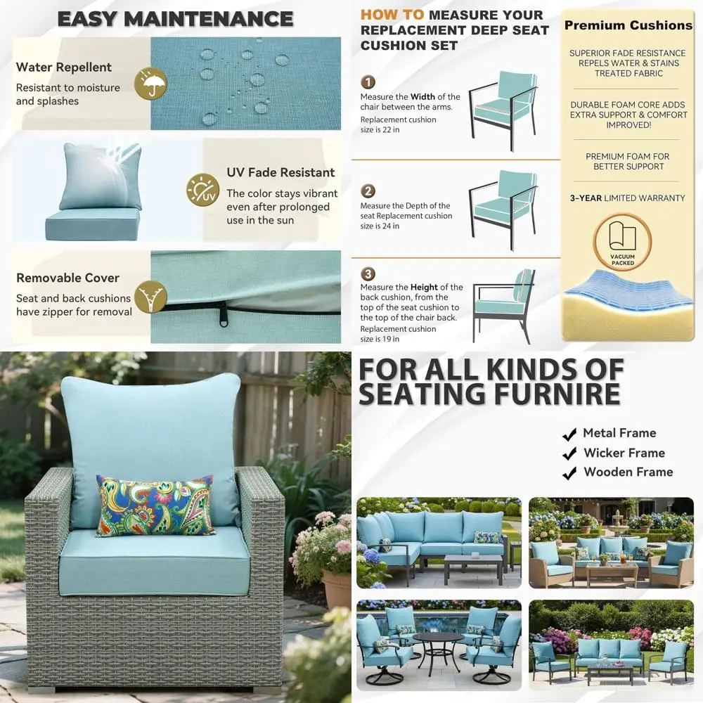 24 x 22 Outdoor Deep Seat Cushion Set, Olefin Fabric, Weather-Resistant with Removable Covers
24 x 22 Outdoor Deep Seat Cushion Set, Olefin Fabric, Weather-Resistant with Removable Covers