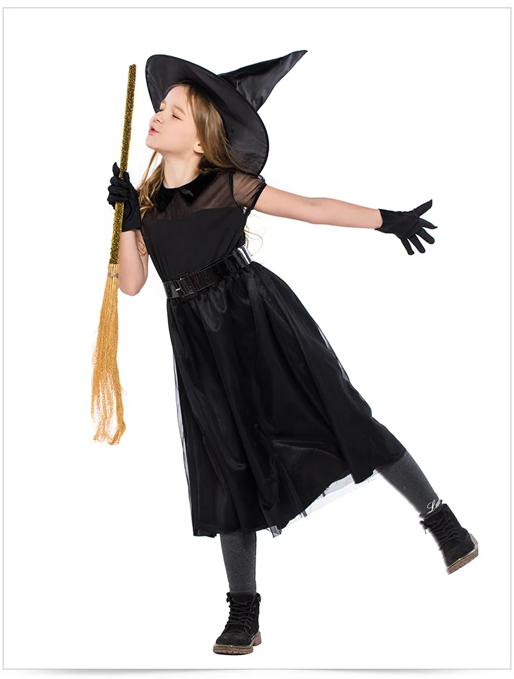 Halloween Kids Witch Cosplay Stage Performance Costume Girls Sexy Black Mesh Dress Hat Gloves Vintage Costumes Carnival Party
Halloween Kids Witch Cosplay Stage Performance Costume Girls Sexy Black Mesh Dress Hat Gloves Vintage Costumes Carnival Party