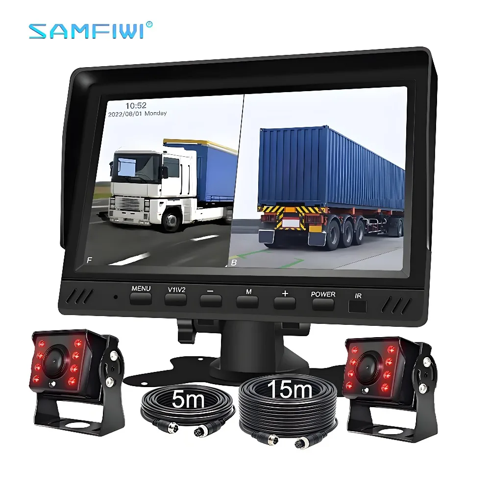 7" IPS 1080P 2CH Dual Channel Backup Camera System DVR Split Screen Recording IR Night Vision Waterproof 12V 24V for Truck RV
7" IPS 1080P 2CH Dual Channel Backup Camera System DVR Split Screen Recording IR Night Vision Waterproof 12V 24V for Truck RV