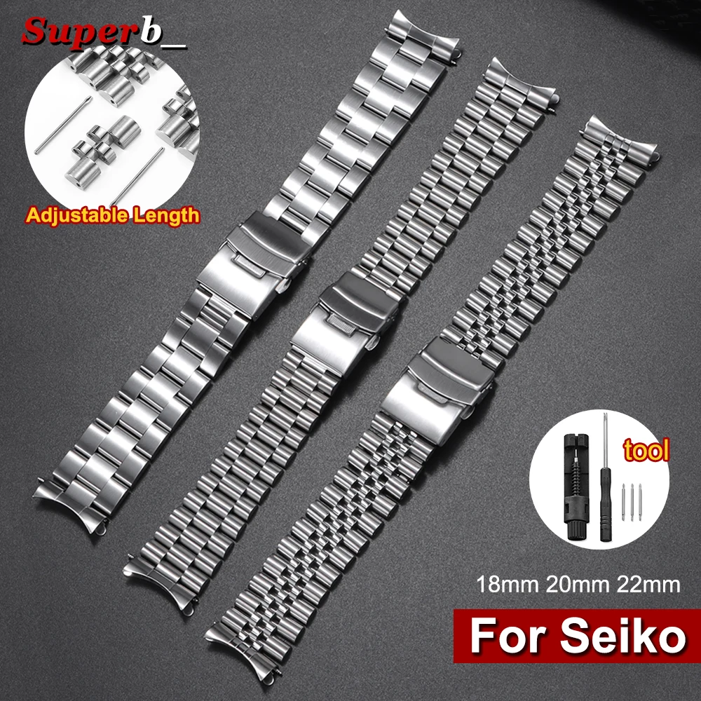 Ремешок для часов из нержавеющей стали для Seiko 5 SKX007/009, для моделей Jubilee и Oyster, с изогнутыми концами, 18 мм, 20 мм, 22 мм, мужской спортивный браслет
Ремешок для часов из нержавеющей стали для Seiko 5 SKX007/009, для моделей Jubilee и Oyster, с изогнутыми концами, 18 мм, 20 мм, 22 мм, мужской спортивный браслет