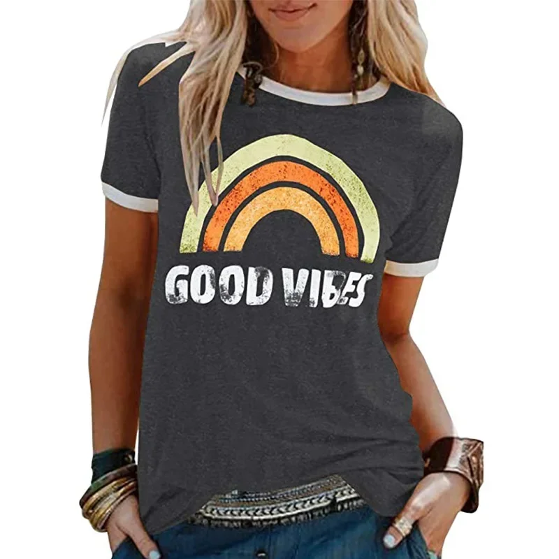 2023 O-Neck Short Sleeve Loose Tshirt Woman Clothes Plus Size Rainbow Print T-shirt for Women Casual Summer Tops Female Fashion
2023 O-Neck Short Sleeve Loose Tshirt Woman Clothes Plus Size Rainbow Print T-shirt for Women Casual Summer Tops Female Fashion