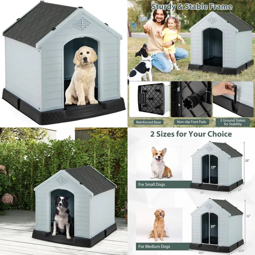Medium-Sized Waterproof Plastic Dog House with Air Vents, Elevated Floor, Easy Assembly, Suitable for Outdoor and Indoor Use
Medium-Sized Waterproof Plastic Dog House with Air Vents, Elevated Floor, Easy Assembly, Suitable for Outdoor and Indoor Use