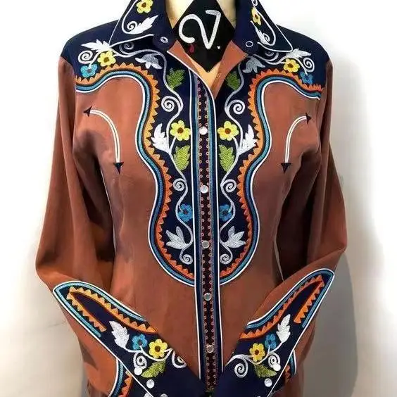 Women's Western Style Printed Top And Shirt Ethnic Pattern Long Sleeve Geometric Design Micro Stretch Easy Care Shirt
Women's Western Style Printed Top And Shirt Ethnic Pattern Long Sleeve Geometric Design Micro Stretch Easy Care Shirt
