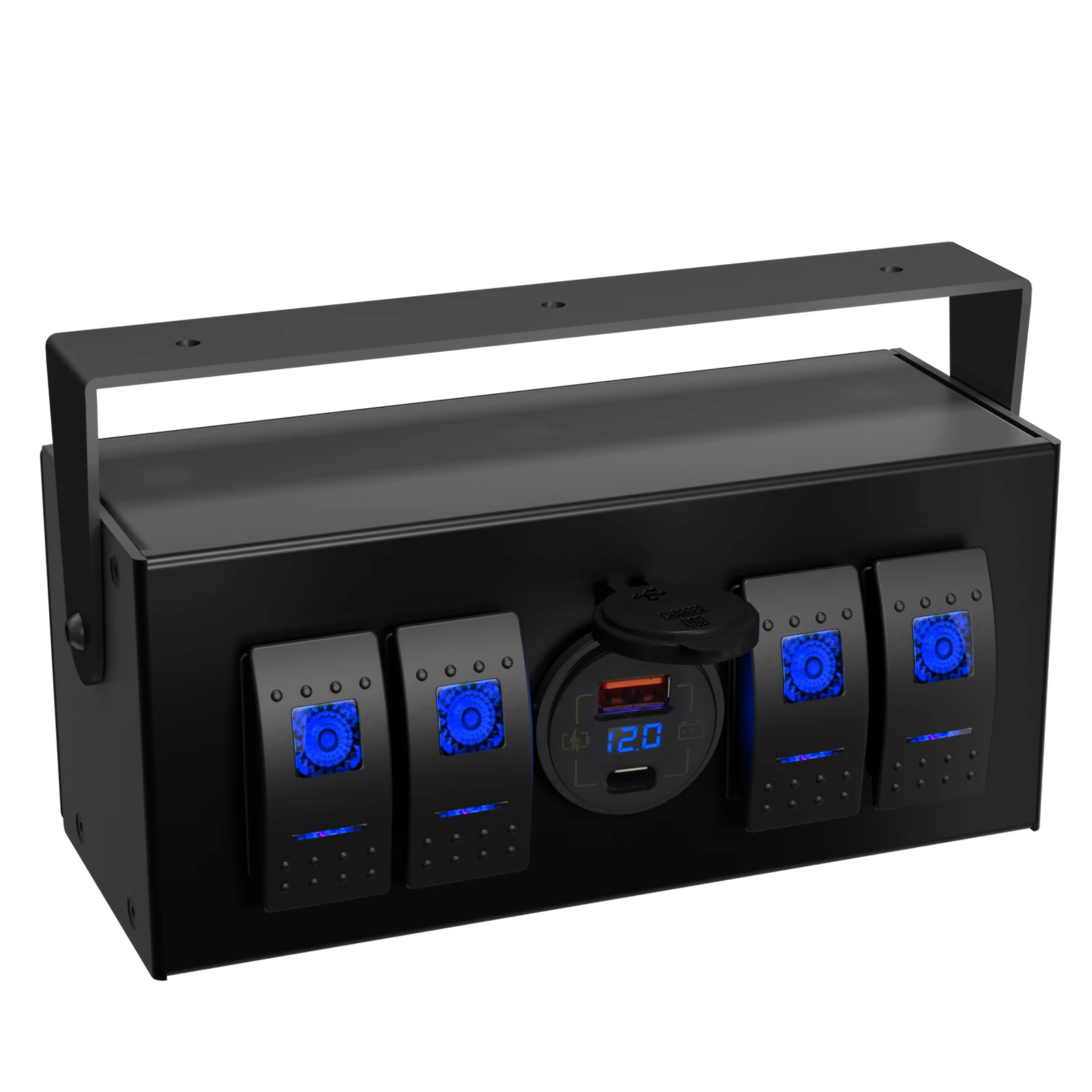 4 Gang Rocker Switch Box 20A 12V DC Switch with USB Charger and Voltmeter Waterproof Aluminum Switch Box for Car RV Boat Truck
4 Gang Rocker Switch Box 20A 12V DC Switch with USB Charger and Voltmeter Waterproof Aluminum Switch Box for Car RV Boat Truck