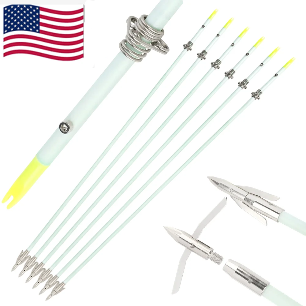 Bowfishing Arrow OD8mm Solid Fiberglass Carbon Steel Arrowhead Fishing Hunting Safety Arrows for Archery Shooting, 3/6pcs
Bowfishing Arrow OD8mm Solid Fiberglass Carbon Steel Arrowhead Fishing Hunting Safety Arrows for Archery Shooting, 3/6pcs