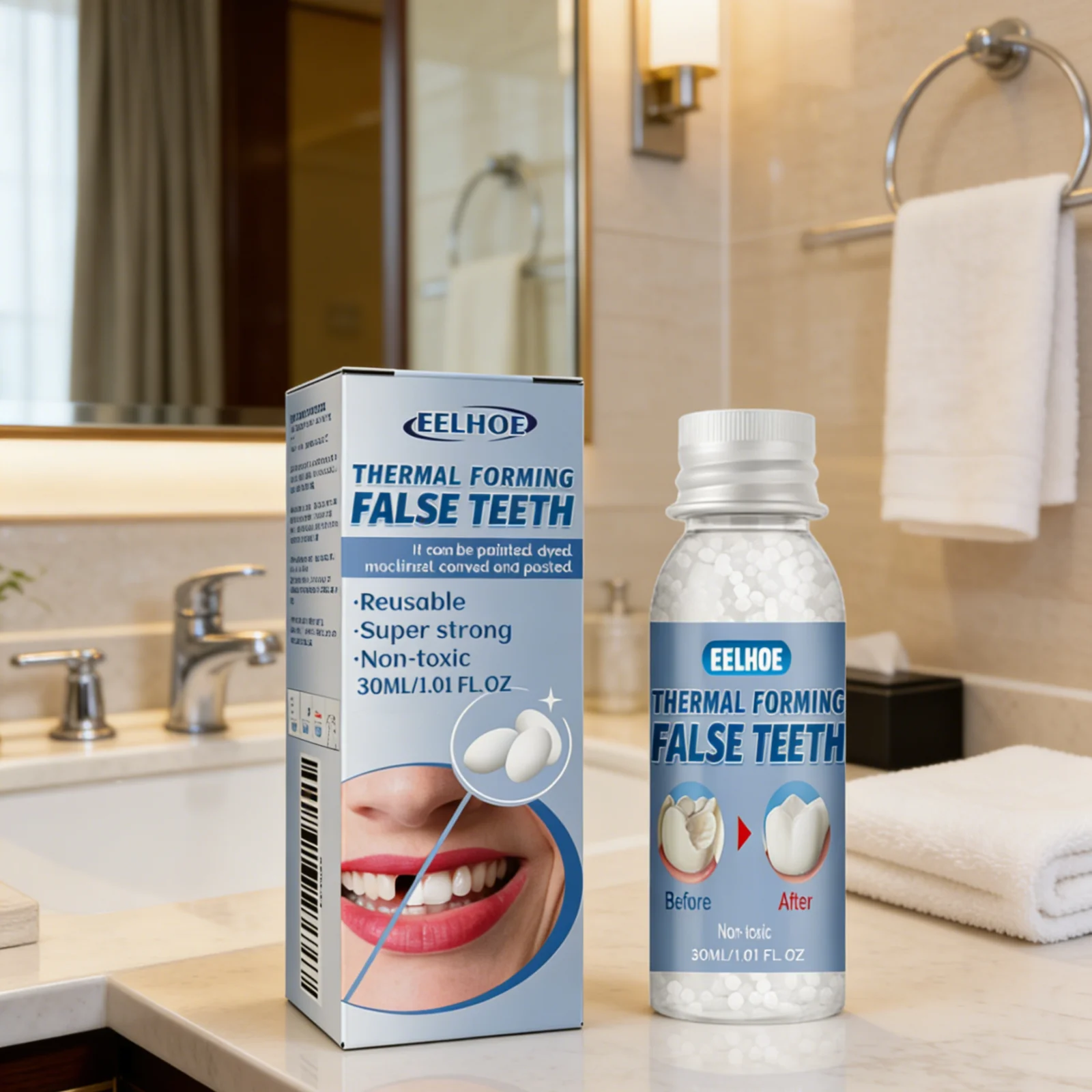 EELHOE Thermal Forming False Teeth Cosplay Cosmetic Temporary Tooth Repair Gap Filling Material Safety Denture Adhesive Beads
EELHOE Thermal Forming False Teeth Cosplay Cosmetic Temporary Tooth Repair Gap Filling Material Safety Denture Adhesive Beads