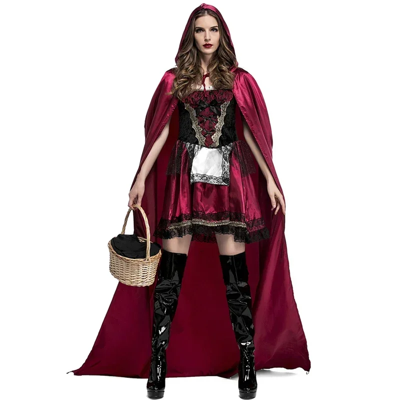 Dress Long Cape Set Little Red Riding Hood Costume Halloween Fantasia Performance Fairy Tale Cosplay Fancy Dress
Dress Long Cape Set Little Red Riding Hood Costume Halloween Fantasia Performance Fairy Tale Cosplay Fancy Dress
