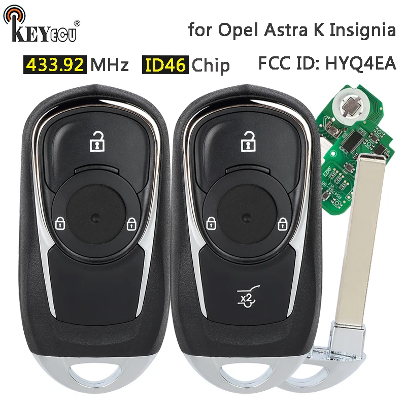 KEYECU 433,92 МГц ID46 Чип FCC ID: HYQ4EA P/N: 13508410/13508410/1313511627 Дистанционный брелок для Opel Astra K Insignia 2016-2021
KEYECU 433,92 МГц ID46 Чип FCC ID: HYQ4EA P/N: 13508410/13508410/1313511627 Дистанционный брелок для Opel Astra K Insignia 2016-2021