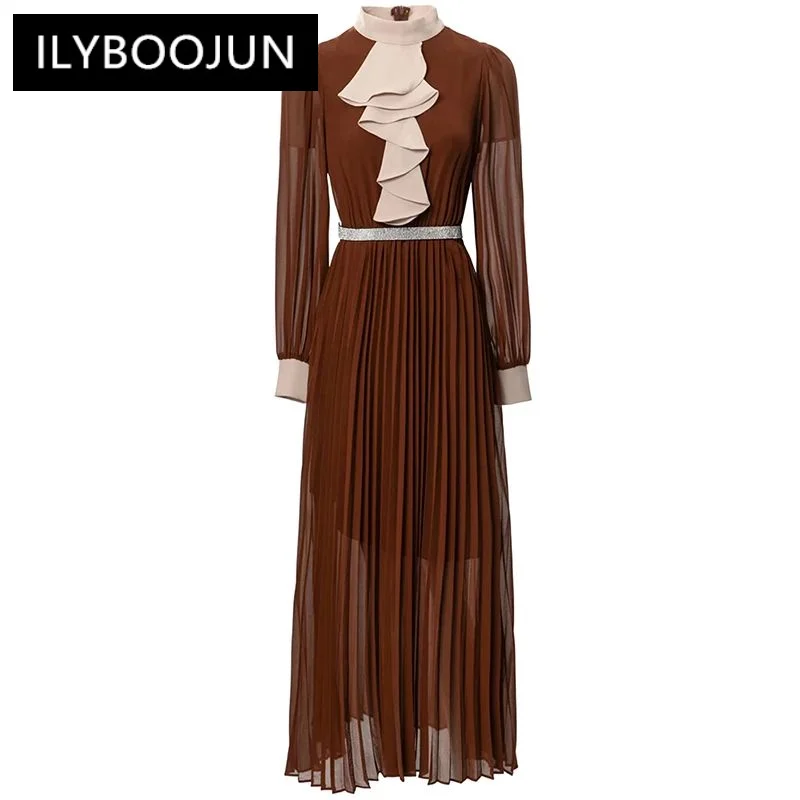 ILYBOOJUN Fashion Designer Summer Dress Women's Stand Collar Lantern Sleeve Ruffles Sashes Vintage Party Pleated Long Dresses
ILYBOOJUN Fashion Designer Summer Dress Women's Stand Collar Lantern Sleeve Ruffles Sashes Vintage Party Pleated Long Dresses
