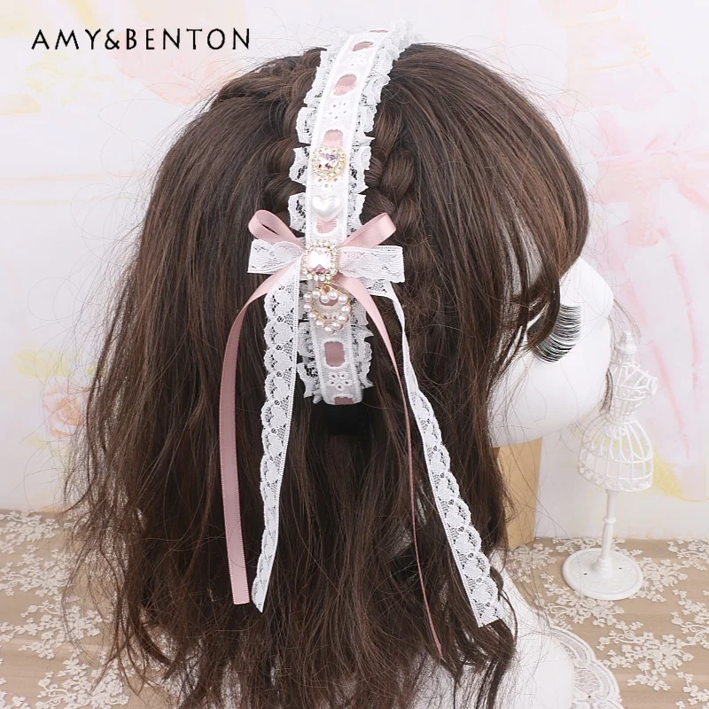 Japanese Sweet Cute Original Lace Bow Fringed Rhinestone Headband Lolita Mine Series Mass-produced Streamer Hair Accessories
Japanese Sweet Cute Original Lace Bow Fringed Rhinestone Headband Lolita Mine Series Mass-produced Streamer Hair Accessories