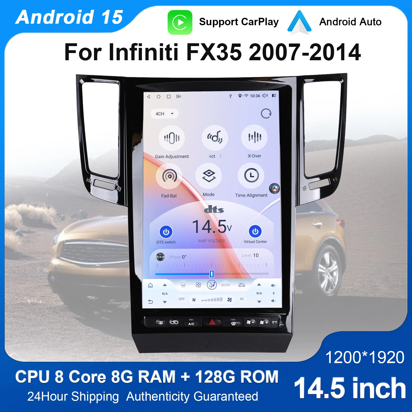 14.5"Android Car Radio For Infiniti FX35 2007-2014 Multimedia Player Supports CarPlay / Auto GPS Navigation /
14.5"Android Car Radio For Infiniti FX35 2007-2014 Multimedia Player Supports CarPlay / Auto GPS Navigation /