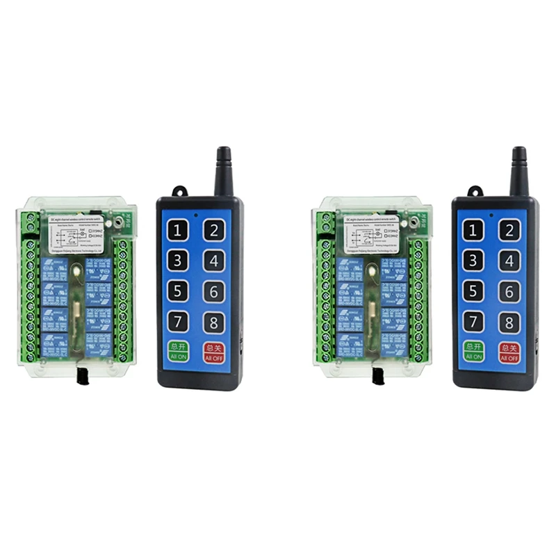 2X 8 Channel Wireless Rf Remote Control Switch DC 9-72V Remote Control Wireless Remote Motor Control Switch
2X 8 Channel Wireless Rf Remote Control Switch DC 9-72V Remote Control Wireless Remote Motor Control Switch