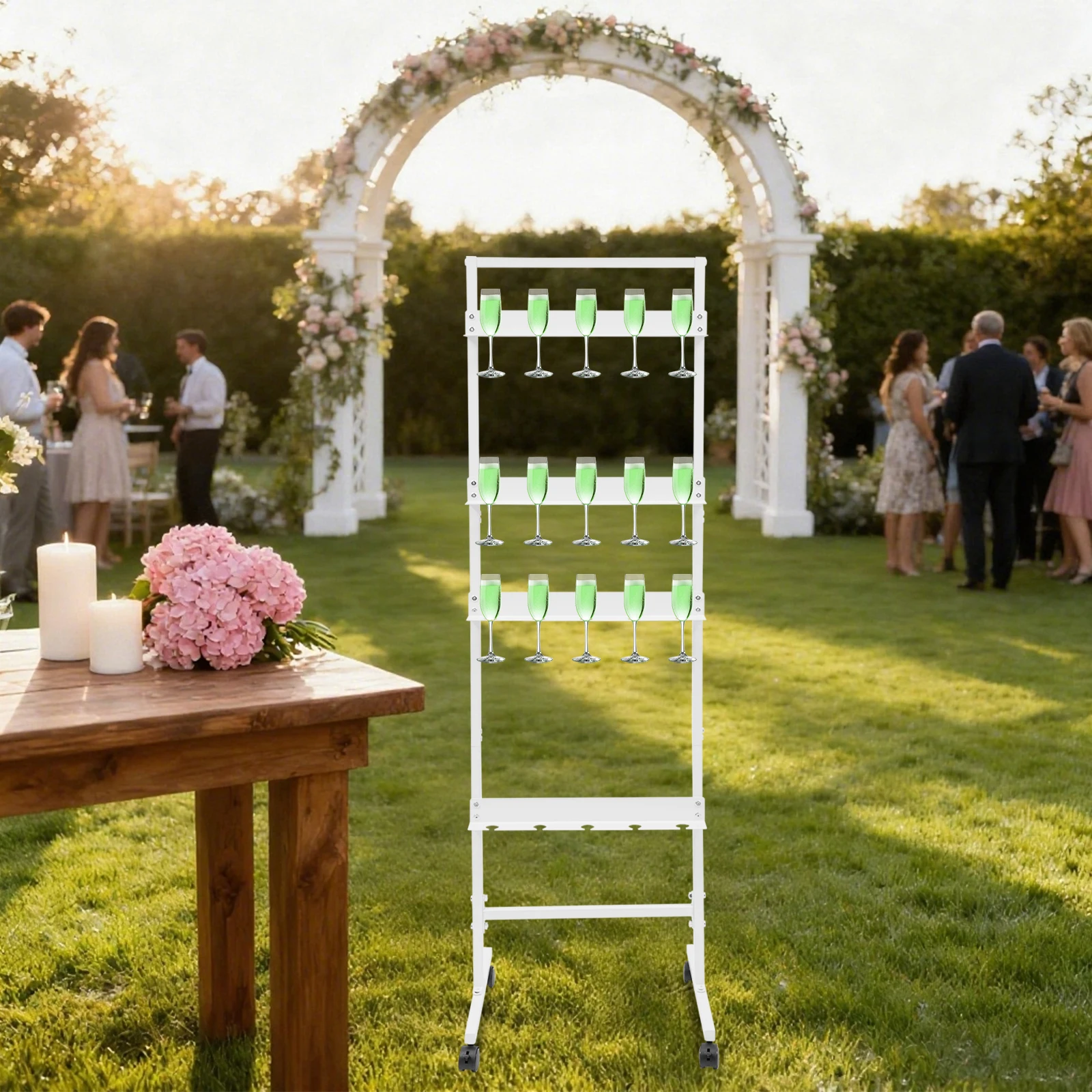 Держатель для шампанского для вечеринки, 4-уровневая металлическая подставка для флейт для шампанского, держатель для шампанского на колесах
Держатель для шампанского для вечеринки, 4-уровневая металлическая подставка для флейт для шампанского, держатель для шампанского на колесах