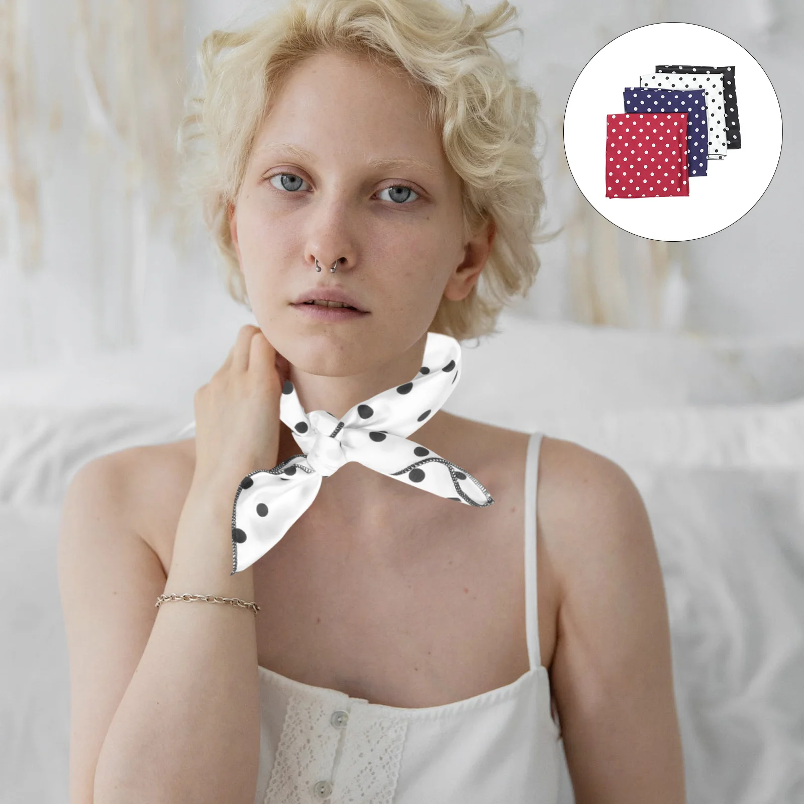 4Pcs Retro Polka Dot Satin Square Scarves Multi Purpose Hair Scarves Neckwear Women Headdresses Lightweight Portable
4Pcs Retro Polka Dot Satin Square Scarves Multi Purpose Hair Scarves Neckwear Women Headdresses Lightweight Portable