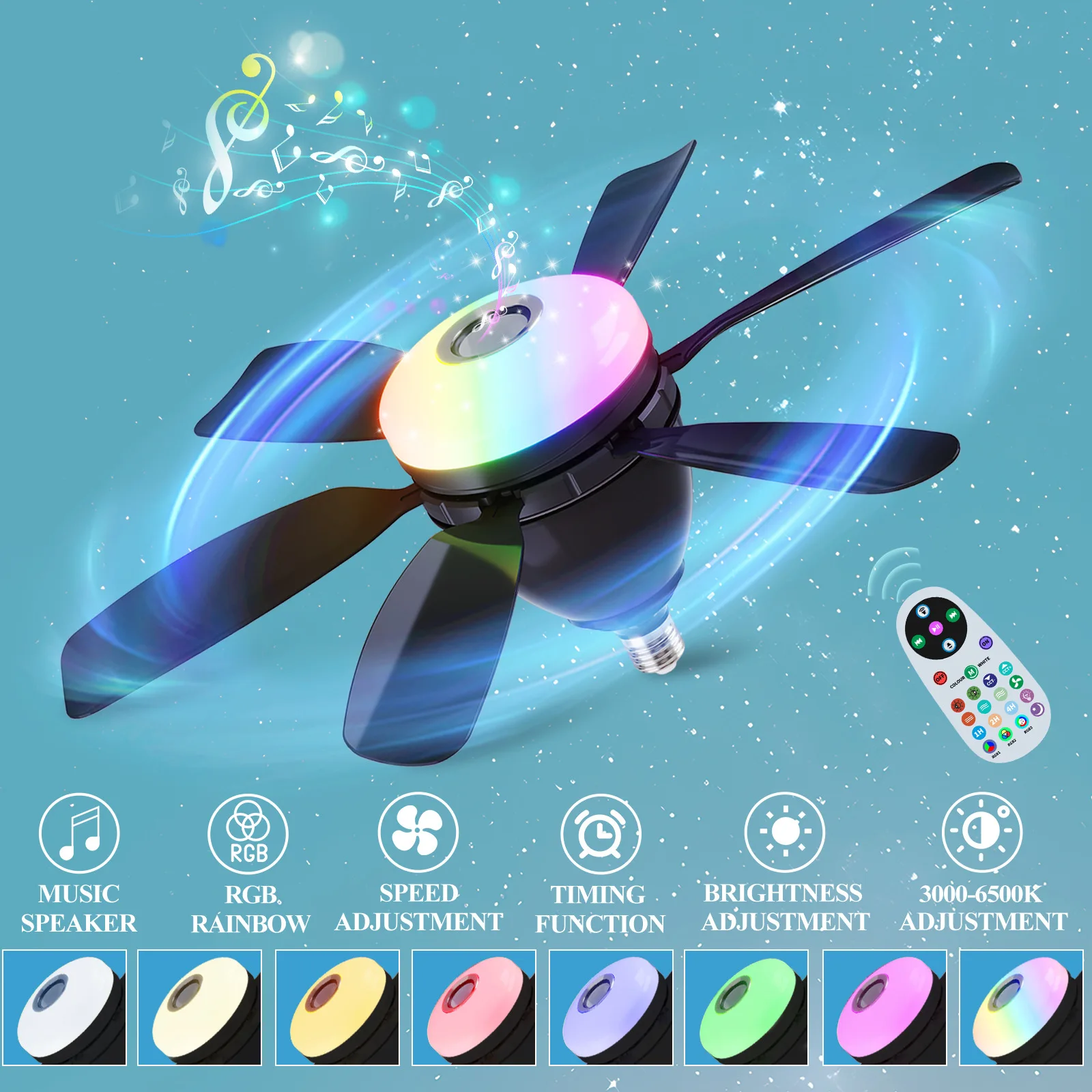 Потолочный вентилятор с розеткой и светодиодной подсветкой RGB и дистанционным управлением E27 Винтовые потолочные вентиляторы Лампа с Bluetooth-динамиком для освещения спальни
Потолочный вентилятор с розеткой и светодиодной подсветкой RGB и дистанционным управлением E27 Винтовые потолочные вентиляторы Лампа с Bluetooth-динамиком для освещения спальни