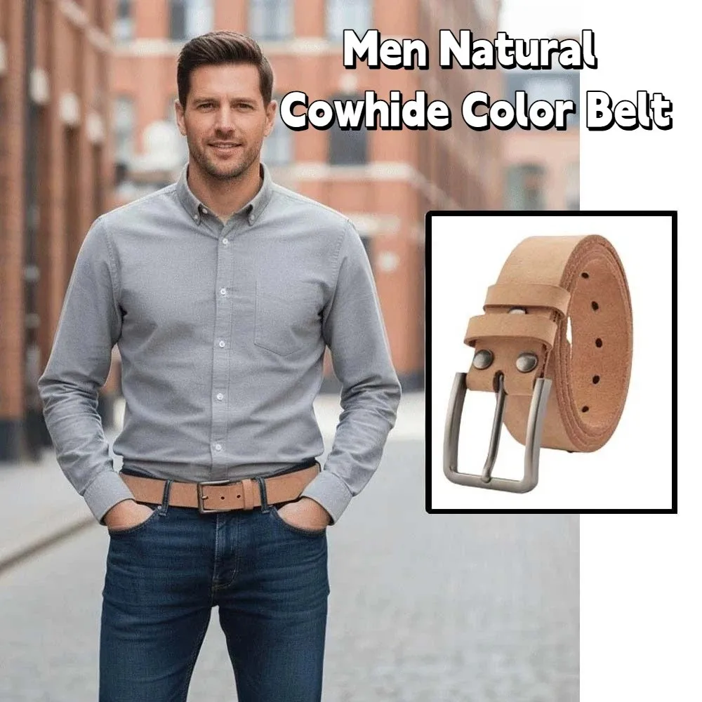Fashion Alloy Men Wide Belt Natural Cowhide Color Long Genuine Leather Belt Detachable Durable Jeans Waistband Students
Fashion Alloy Men Wide Belt Natural Cowhide Color Long Genuine Leather Belt Detachable Durable Jeans Waistband Students