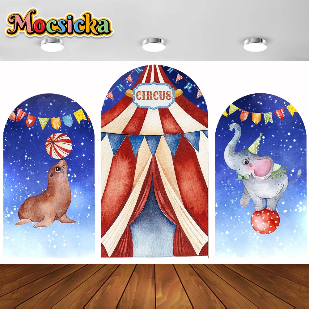 Mocsicka 2-Sided Arch Cover Happy Circus Elephant Seal Decoration Backdrop Cake Samsh Arch Wall Kids Birthday Party Photo Banner
Mocsicka 2-Sided Arch Cover Happy Circus Elephant Seal Decoration Backdrop Cake Samsh Arch Wall Kids Birthday Party Photo Banner