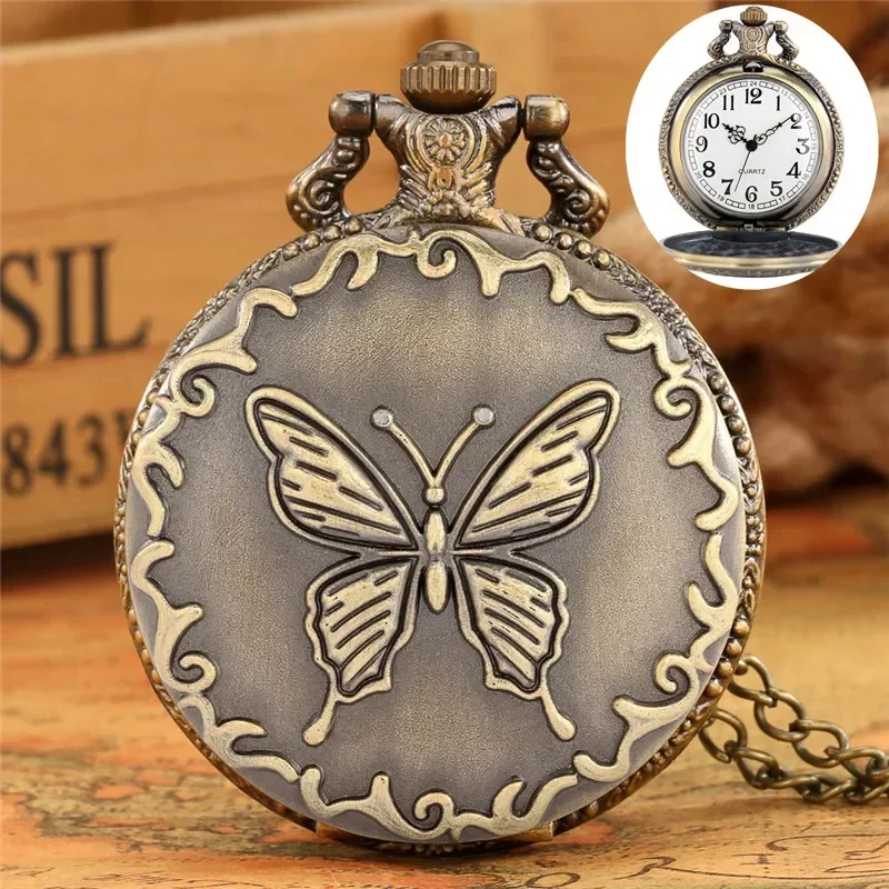 Antique Vintage 3D Butterfly Pocket Watch Bronze Men Women Quartz Analog Watches Arabic Number Clock Necklace Chain Gift Reloj
Antique Vintage 3D Butterfly Pocket Watch Bronze Men Women Quartz Analog Watches Arabic Number Clock Necklace Chain Gift Reloj