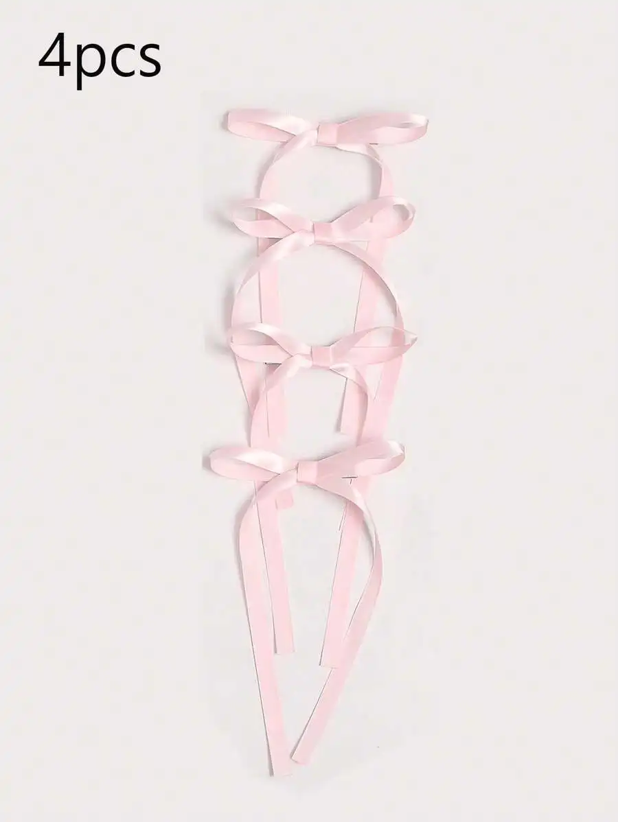 4pcs Pink Satin Bow Hair Ribbons For Women
4pcs Pink Satin Bow Hair Ribbons For Women