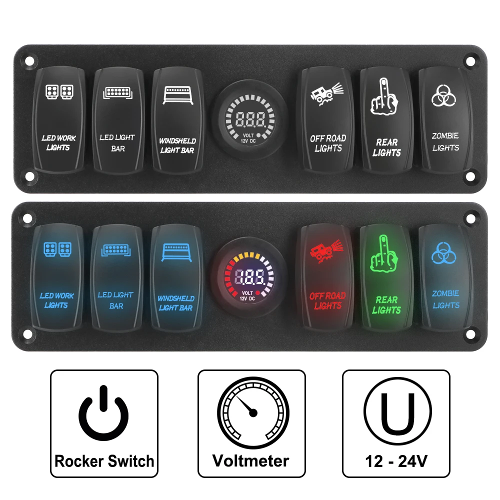 For RV Car Marine LED Voltage Display Outlet Combination Waterproof On-Off 6 Gang Rocker Switch Panel Circuit Breaker 12-24V
For RV Car Marine LED Voltage Display Outlet Combination Waterproof On-Off 6 Gang Rocker Switch Panel Circuit Breaker 12-24V