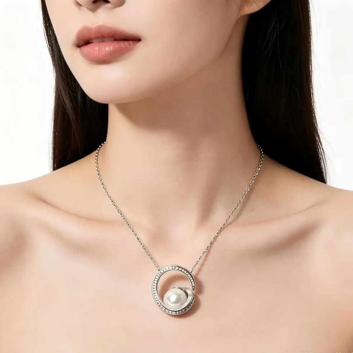Copper C-shaped Zircon Plastic Pearl Pendant Necklace, Elegant Crescent Moon Chain Necklace for Women Daily Jewelry Gift
Copper C-shaped Zircon Plastic Pearl Pendant Necklace, Elegant Crescent Moon Chain Necklace for Women Daily Jewelry Gift