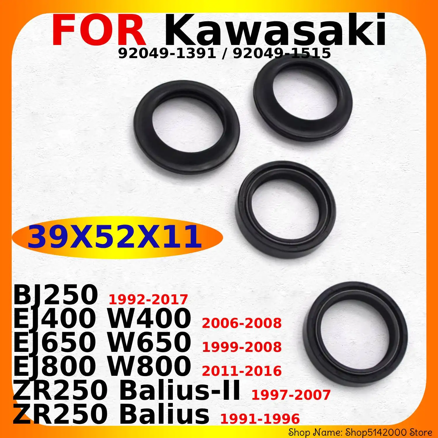 Motorcycle Damper Oil Seal Dust Seals For Kawasaki BJ250 EJ400 W400 EJ650 W650 EJ800 W800 ZR250 Balius 92049-1391 / 92049-1515
Motorcycle Damper Oil Seal Dust Seals For Kawasaki BJ250 EJ400 W400 EJ650 W650 EJ800 W800 ZR250 Balius 92049-1391 / 92049-1515