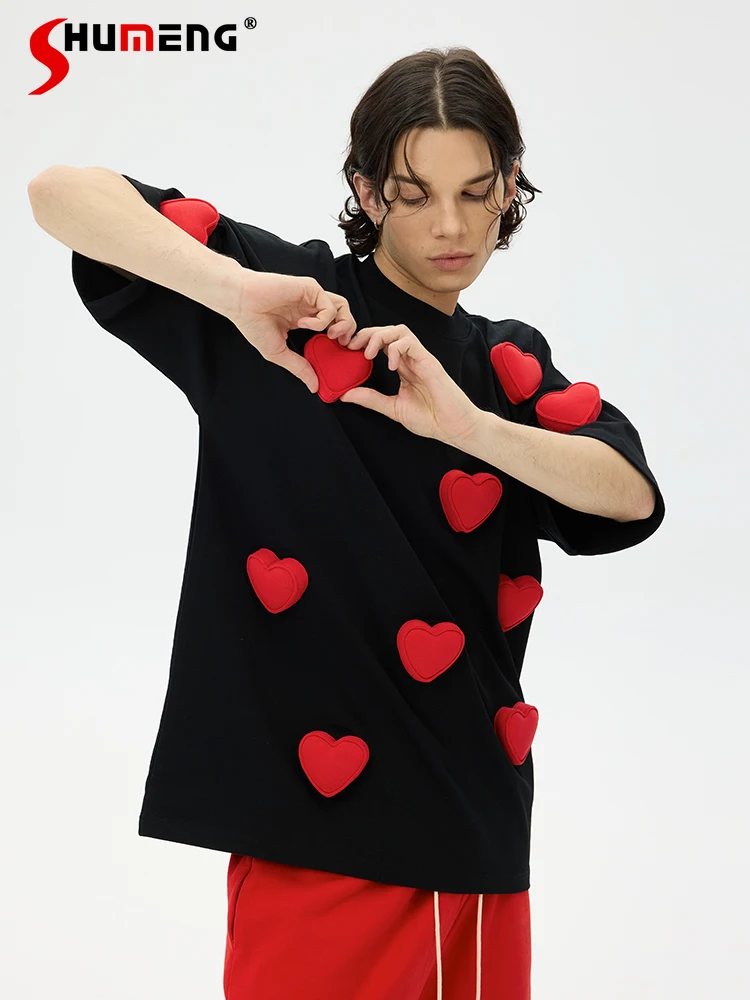 Men's Women's 2025 Spring Summer New Chic Tees Three-dimensional Love Heart Tops Couples Loose Round Neck Short-sleeve T-shirts
Men's Women's 2025 Spring Summer New Chic Tees Three-dimensional Love Heart Tops Couples Loose Round Neck Short-sleeve T-shirts
