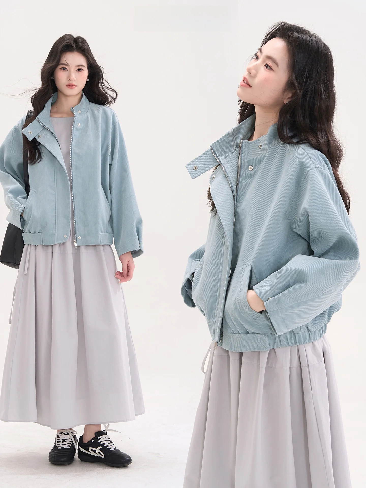 Loose Fit Corduroy Jacket Women's Korean Style Stand Collar Spring Outerwear Heme Flower Field Window Cotton Pure Color
Loose Fit Corduroy Jacket Women's Korean Style Stand Collar Spring Outerwear Heme Flower Field Window Cotton Pure Color