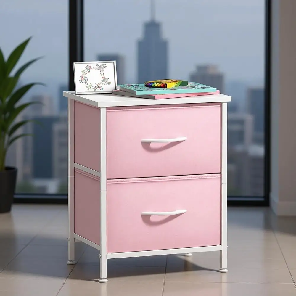 Double Drawer Kids Nightstand with Fabric Bins - Bedroom, Dorm, and Office Storage Solution
Double Drawer Kids Nightstand with Fabric Bins - Bedroom, Dorm, and Office Storage Solution