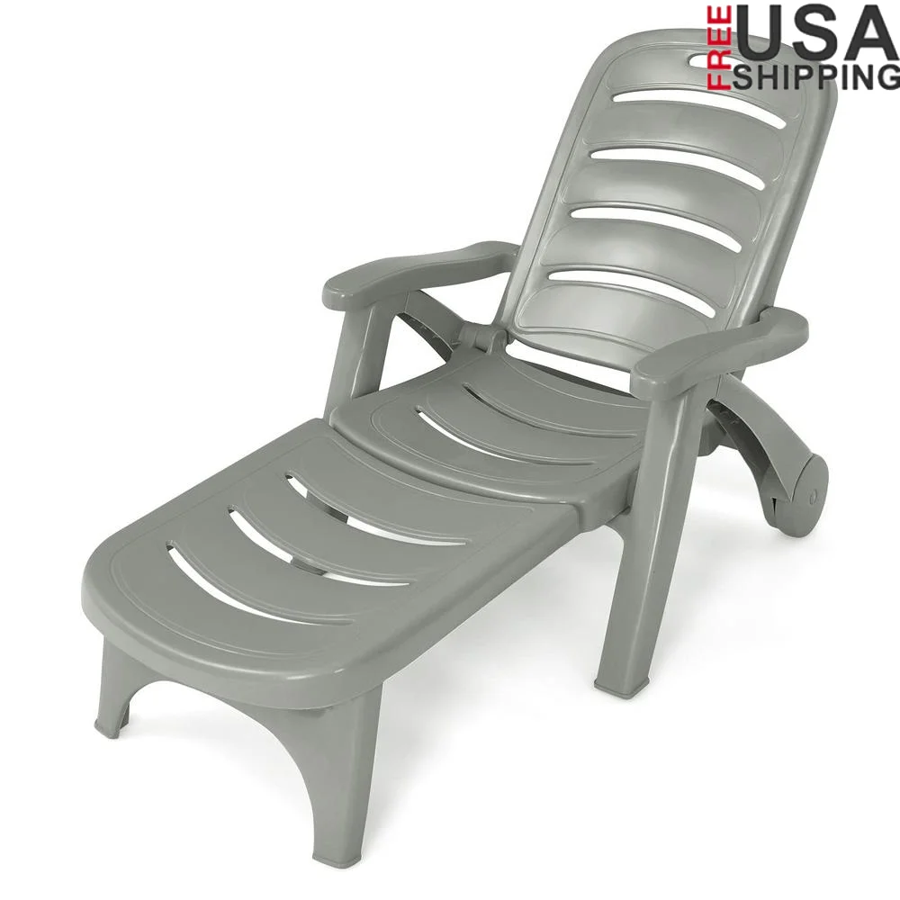 Adjustable Patio Chaise Lounge Chair with 5 Positions Weather-Resistant Rolling Deck Recliner with Armrests and Easy Folding
Adjustable Patio Chaise Lounge Chair with 5 Positions Weather-Resistant Rolling Deck Recliner with Armrests and Easy Folding
