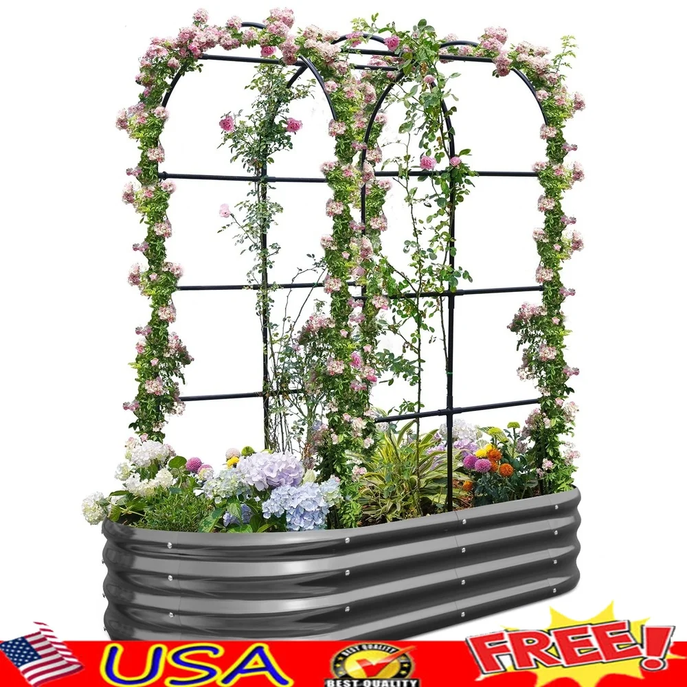 6x3x1 ft Galvanized Steel Raised Garden Bed with Arched Trellis Climbing Plants Outdoor Planter Box Safe Edges Durable Design
6x3x1 ft Galvanized Steel Raised Garden Bed with Arched Trellis Climbing Plants Outdoor Planter Box Safe Edges Durable Design