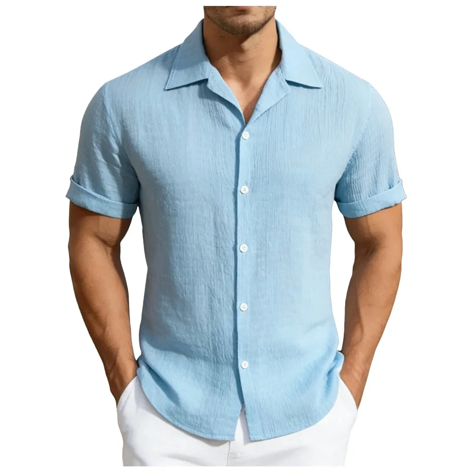 Summer New Men's Short Sleeve Shirt Lightweight Breathable Cotton Shirts Casual Lapel Collar Simple Style Button Up Shirt Tops
Summer New Men's Short Sleeve Shirt Lightweight Breathable Cotton Shirts Casual Lapel Collar Simple Style Button Up Shirt Tops
