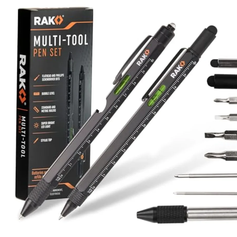 Multitool Pen - Multi-Tool Pen Set 11 in 1, LED Light, Screwdrivers, Level, Ruler, Bottle Opener, and Stylus. Cool Gadgets Gift
Multitool Pen - Multi-Tool Pen Set 11 in 1, LED Light, Screwdrivers, Level, Ruler, Bottle Opener, and Stylus. Cool Gadgets Gift