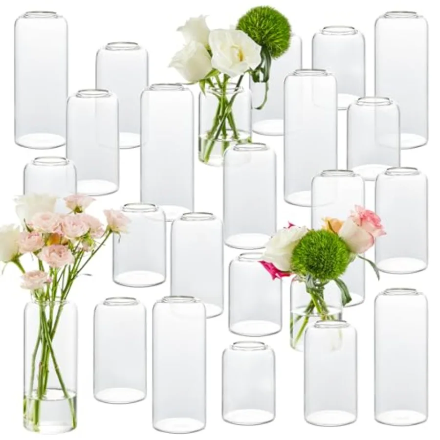 Glass Bud Vases Set of 24, Clear for Centerpieces, Small Flower Vases in Transparent Glass, Decorative Bathroom House Warming C
Glass Bud Vases Set of 24, Clear for Centerpieces, Small Flower Vases in Transparent Glass, Decorative Bathroom House Warming C