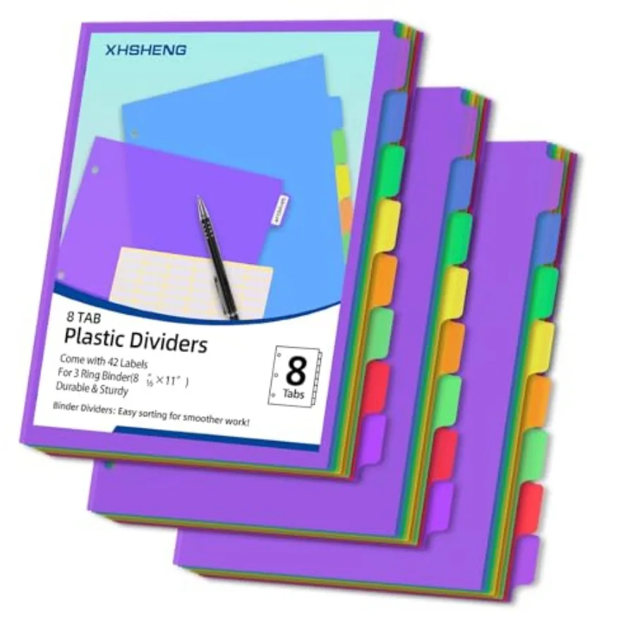 24PCS/3 Set 3-Ring Binder Dividers with Tabs, Plastic File Dividers, Binder Separators with tabs for Office/School Supplies
24PCS/3 Set 3-Ring Binder Dividers with Tabs, Plastic File Dividers, Binder Separators with tabs for Office/School Supplies