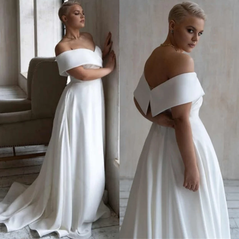 Customized Classic White Satin Wedding Dresses Dreamy Off the Shoulder Heavy Industry Wedding Dresses Special Occasion Gowns
Customized Classic White Satin Wedding Dresses Dreamy Off the Shoulder Heavy Industry Wedding Dresses Special Occasion Gowns