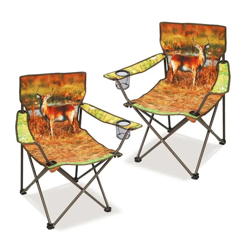 2 Pcs Antelope Pattern Folding Camping Chair With Cup Holder Portable Outdoor Chair For Adults
2 Pcs Antelope Pattern Folding Camping Chair With Cup Holder Portable Outdoor Chair For Adults
