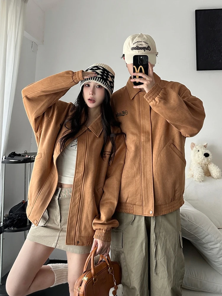 Retro American Suede Jacket Men's Spring Autumn Loose Collar Embroidery Couple's Style Street Fashion Outerwear Coat
Retro American Suede Jacket Men's Spring Autumn Loose Collar Embroidery Couple's Style Street Fashion Outerwear Coat