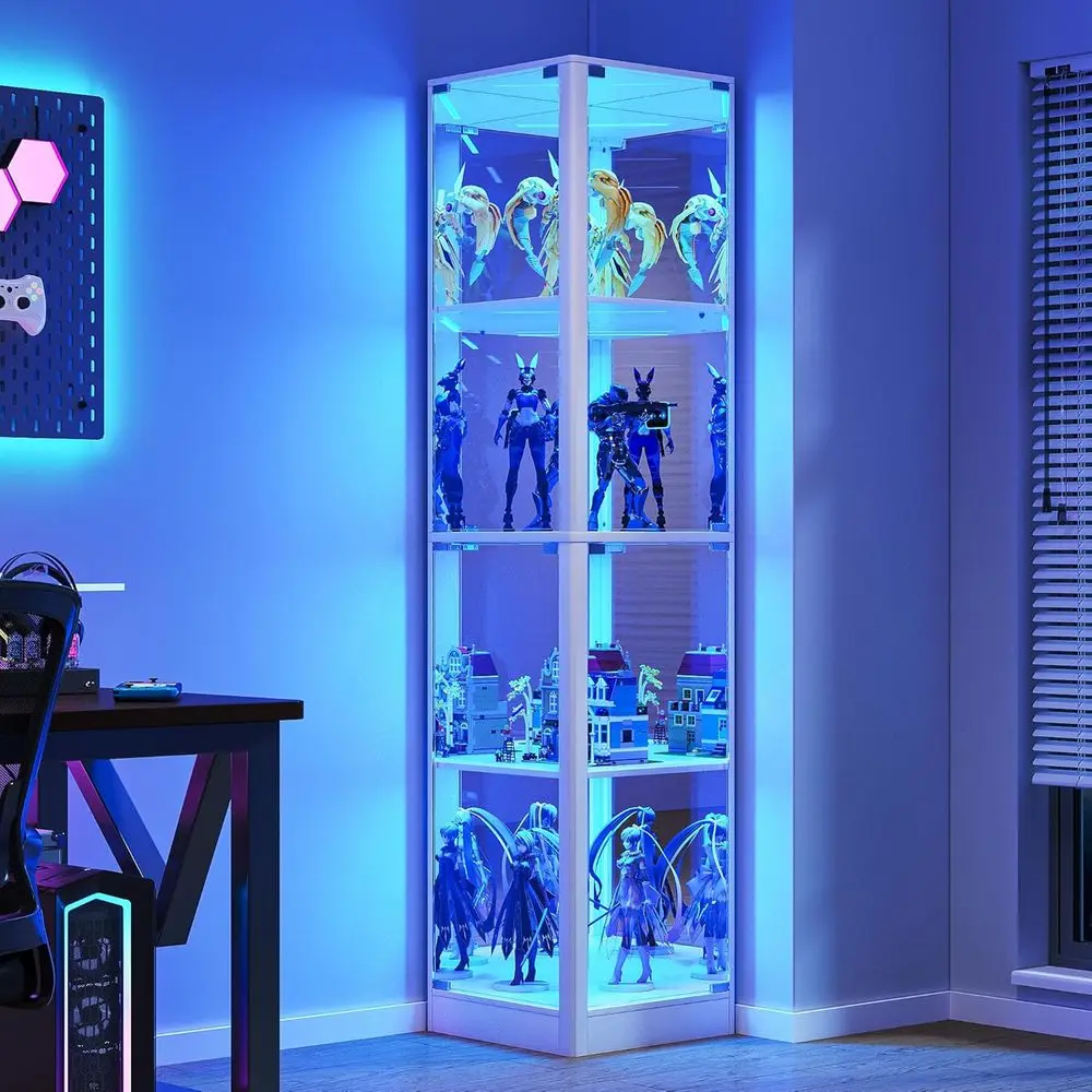 Corner Display Cabinet with Glass Doors- 68" 4-Tier Curio Cabinets with LED Lights, Display Case for Collectibles, Toys, Books, Figurines, White
Corner Display Cabinet with Glass Doors- 68" 4-Tier Curio Cabinets with LED Lights, Display Case for Collectibles, Toys, Books, Figurines, White
