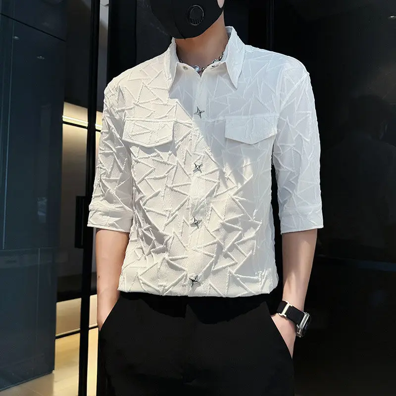 White Half Sleeve Man Shirt Fashion 2025 With Collar Shirts for Men Normal Elegant Sleeves New In High Quality Luxury Clothes
White Half Sleeve Man Shirt Fashion 2025 With Collar Shirts for Men Normal Elegant Sleeves New In High Quality Luxury Clothes