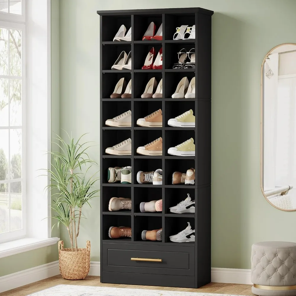 9-Tier Shoe Storage Cabinet, 71-Inch Tall Wooden Shoe Rack, Freestanding Shoes Storage Cabinet with 24 Cubbies and Drawer
9-Tier Shoe Storage Cabinet, 71-Inch Tall Wooden Shoe Rack, Freestanding Shoes Storage Cabinet with 24 Cubbies and Drawer