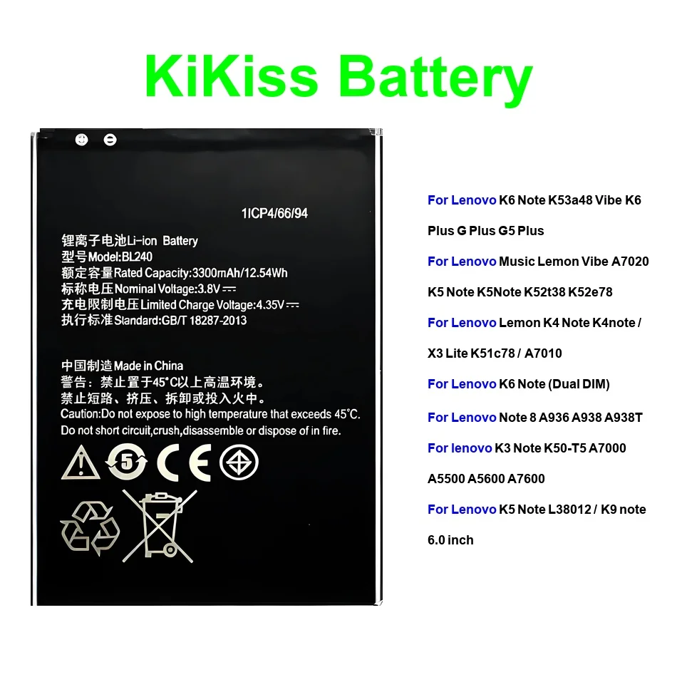 BL240 BL261 BL243 For Lenovo K3 K5 Lemon K6 Note Dual K50-T5 K53a48 L38012 X3 6.0 8 Plus Lite 3000-4000Mah Battery
BL240 BL261 BL243 For Lenovo K3 K5 Lemon K6 Note Dual K50-T5 K53a48 L38012 X3 6.0 8 Plus Lite 3000-4000Mah Battery